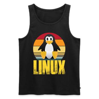 Linux Retro Vintage Geek Style Hacking - Men's Premium Organic Tank Top - black - Front - AI Model Male 178 light (178cm)