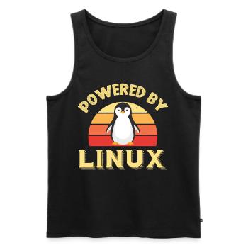 Powered By Linux Retro Vintage Geek - Men's Premium Organic Tank Top - black - Front - AI Model Male 178 light (178cm)
