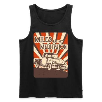 MILES ARE MY MEDITATION US Pickup Oldtimer US Car - Männer Premium Bio Tank Top - Schwarz - Vorne - AI Model Male 178 light (178cm)