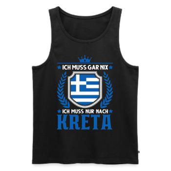 Ich muss gar nix Ich muss nur nach Kreta Urlaub - Männer Premium Bio Tank Top - Schwarz - Vorne - Michal (187cm)