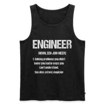Ingénieur drôle Études Diplômées - Débardeur bio Premium Homme - noir - Devant - Michal (187cm)