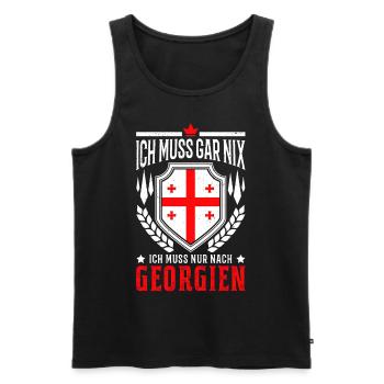 Ich muss gar nix Ich muss nur nach Georgien - Männer Premium Bio Tank Top - Schwarz - Vorne - Michal (187cm)