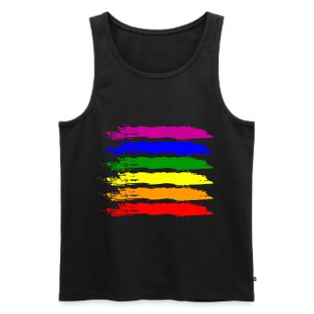 PRIDE FLAG LGBT Pride Gay Pride Month LGBTQ Drapeau - Débardeur bio Premium Homme - noir - Devant - AI Model Male 178 light (178cm)