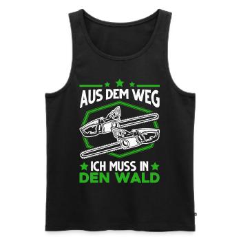 Aus den Weg Ich muss in den Wald Baumfäller - Männer Premium Bio Tank Top - Schwarz - Vorne - Michal (187cm)