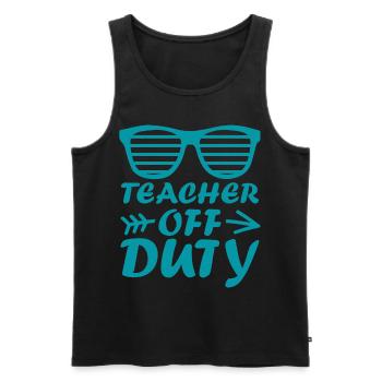 TEACHER OFF DUTY Lehrer Spruch Abschied Lehrerin - Männer Premium Bio Tank Top - Schwarz - Vorne - AI Model Male 178 light (178cm)