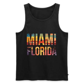 Miami Florida sandy beach surf sunset - Men's Premium Organic Tank Top - black - Front - AI Model Male 178 light (178cm)