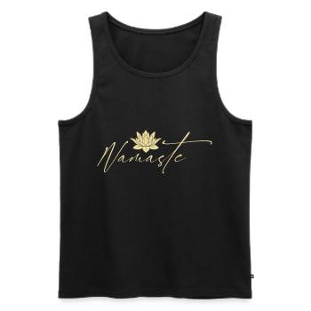 Namaste Yoga Lotus Fleur Méditation - Débardeur bio Premium Homme - noir - Devant - AI Model Male 178 light (178cm)