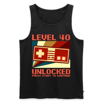 NIVEAU 40 UNLOCKED 40 Gamer d’anniversaire contrôleur - Débardeur bio Premium Homme - noir - Devant - Michal (187cm)