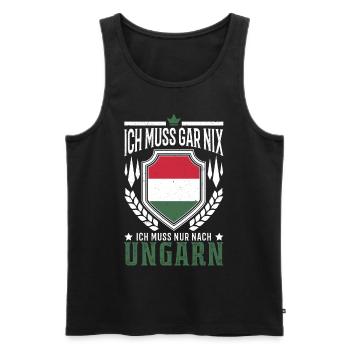 Ich muss gar nix Ich muss nur nach Ungarn Reise - Männer Premium Bio Tank Top - Schwarz - Vorne - AI Model Male 178 light (178cm)