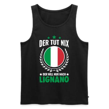 Der tut nix Der will nur nach Lignano Italien - Männer Premium Bio Tank Top - Schwarz - Vorne - Michal (187cm)