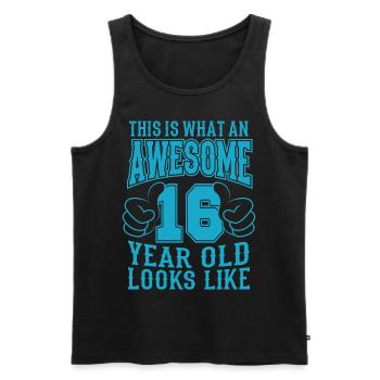 ICH BIN 16 JAHRE 16 Geburtstag Jungen 16 Jahre - Männer Premium Bio Tank Top - Schwarz - Vorne - Michal (187cm)