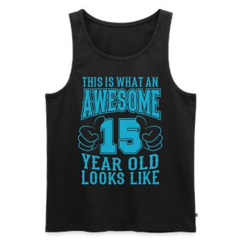 I AM 15 YEARS 15 birthday boys 15 years - Men's Premium Organic Tank Top - black - Front - AI Model Male 178 light (178cm)