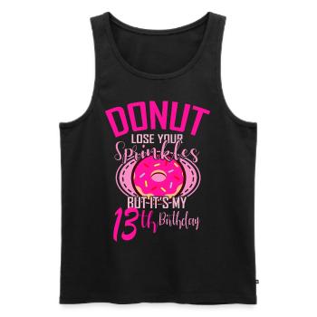 DONUT ANNIVERSAIRE 13 anniversaire fille donut - Débardeur bio Premium Homme - noir - Devant - Michal (187cm)