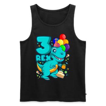3 REX 3 ans dino anniversaire dinosaure - Débardeur bio Premium Homme - noir - Devant - AI Model Male 178 light (178cm)