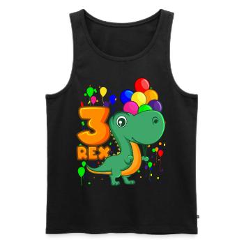 3 REX 3 ans dino anniversaire dinosaure - Débardeur bio Premium Homme - noir - Devant - AI Model Male 178 light (178cm)