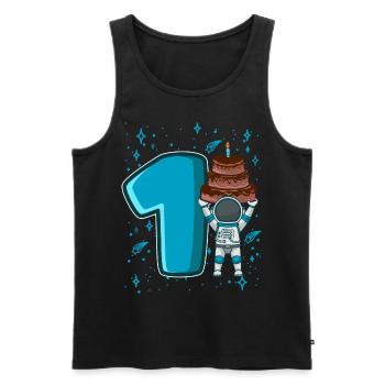 1 anniversaire jeune 1 année astronaute spatial - Débardeur bio Premium Homme - noir - Devant - AI Model Male 178 light (178cm)