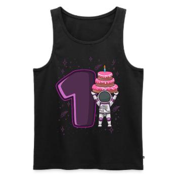 J’ai déjà 1 anniversaire de l’espace 1 an - Débardeur bio Premium Homme - noir - Devant - AI Model Male 178 light (178cm)