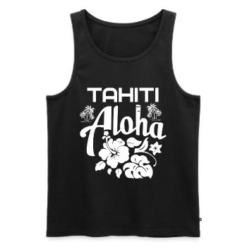 Tahiti Aloha palmiers soleil vacances mer - Débardeur bio Premium Homme - noir - Devant - Michal (187cm)