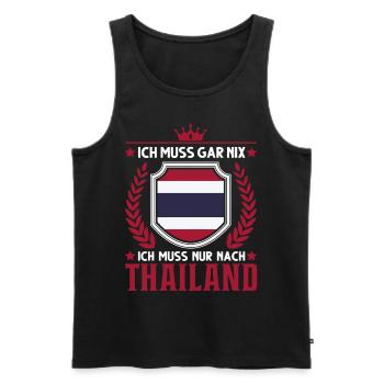 Ich muss gar nix Ich muss nur nach Thailand Urlaub - Männer Premium Bio Tank Top - Schwarz - Vorne - Michal (187cm)