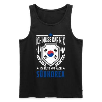 Ich muss gar nix Ich muss nur nach Südkorea Urlaub - Männer Premium Bio Tank Top - Schwarz - Vorne - Michal (187cm)