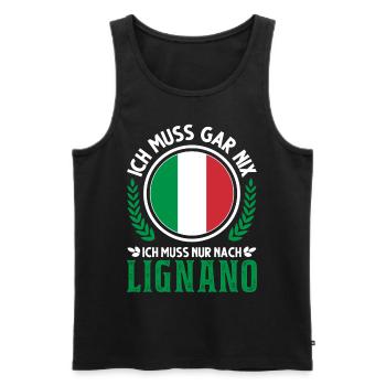 Lignano Italien Urlaub Reise Geschenk - Männer Premium Bio Tank Top - Schwarz - Vorne - Michal (187cm)