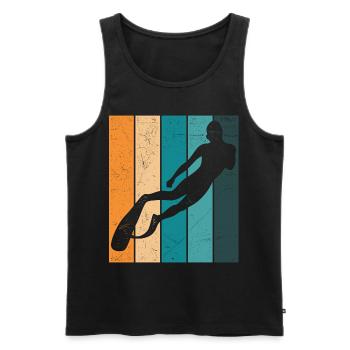 Plongeur free-lance Rétro Apnoetaucher Apnée - Débardeur bio Premium Homme - noir - Devant - AI Model Male 178 light (178cm)