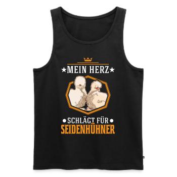 Seidenhuhn Herz Seidenhühner Silkie Huhn - Männer Premium Bio Tank Top - Schwarz - Vorne - Michal (187cm)