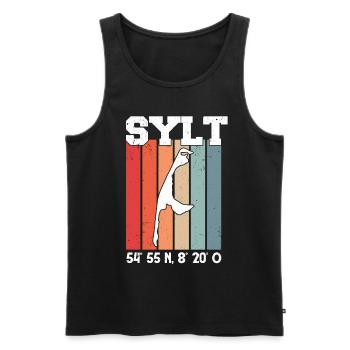 Sylt Koordinaten Insel Nordsee Strandkorb Ostsee - Männer Premium Bio Tank Top - Schwarz - Vorne - AI Model Male 178 light (178cm)