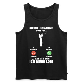 Meine Posaune ruft an Posaunist Posaunenspieler - Männer Premium Bio Tank Top - Schwarz - Vorne - AI Model Male 178 light (178cm)