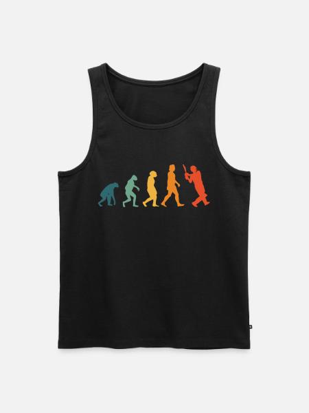 Cricket Evolution Retro Cricketspieler - Männer Premium Bio Tank Top - Schwarz