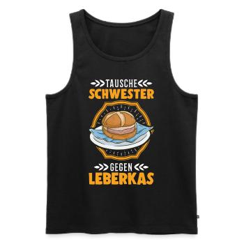 Tausche Schwester gegen Leberkas Leberkäse - Männer Premium Bio Tank Top - Schwarz - Vorne - Michal (187cm)