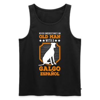 Galgo Español Vieux Homme lévriers espagnol - Débardeur bio Premium Homme - noir - Devant - AI Model Male 178 light (178cm)