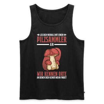 Pilzkorb Pilz Pilze Pilzsammler - Männer Premium Bio Tank Top - Schwarz - Vorne - Michal (187cm)