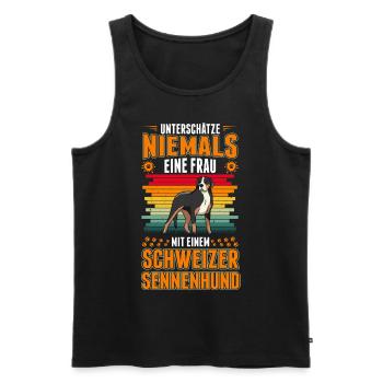 Großer Schweizer Sennenhund Frau - Männer Premium Bio Tank Top - Schwarz - Vorne - Michal (187cm)