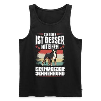 Großer Schweizer Sennenhund - Männer Premium Bio Tank Top - Schwarz - Vorne - Michal (187cm)