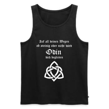Wikinger Spruch Nordmänner Odin Mit Uns Germanen - Männer Premium Bio Tank Top - Schwarz - Vorne - Michal (187cm)