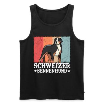 Großer Schweizer Sennenhund Retro - Männer Premium Bio Tank Top - Schwarz - Vorne - Michal (187cm)