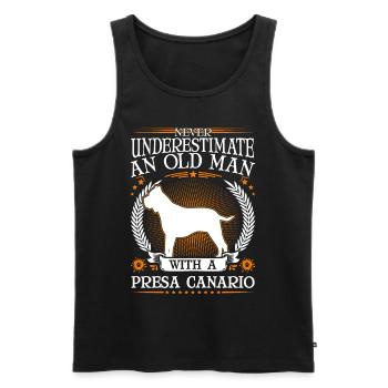 Presa Canario Old Man Dogo Canario - Men's Premium Organic Tank Top - black - Front - Michal (187cm)