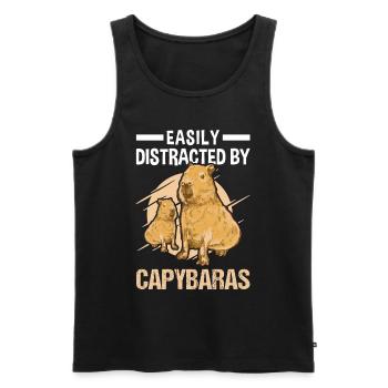 Easily distracted by Capybaras Wasserschwein - Männer Premium Bio Tank Top - Schwarz - Vorne - Michal (187cm)