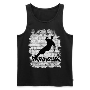 Parkour - Men's Premium Organic Tank Top - black - Front - Michal (187cm)