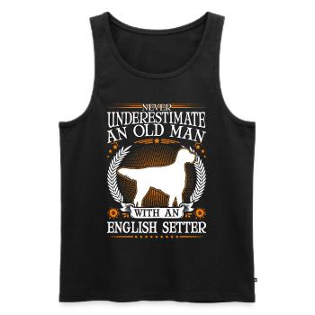 English Setter Old Man Englischer Setter - Men's Premium Organic Tank Top - black - Front - AI Model Male 178 light (178cm)