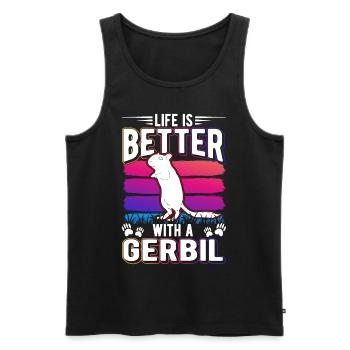 La vie est meilleure avec une gerbille de rat de course Gerbil - Débardeur bio Premium Homme - noir - Devant - Michal (187cm)