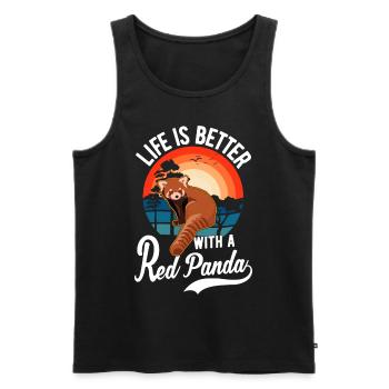 La vie est meilleure avec un panda roux roter panda - Débardeur bio Premium Homme - noir - Devant - Michal (187cm)