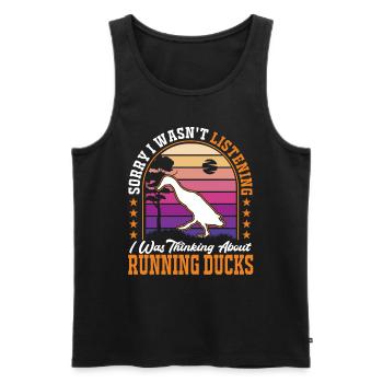 Je pensais à Running Ducks Laufente - Débardeur bio Premium Homme - noir - Devant - Michal (187cm)