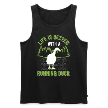 Life is better with a Running Duck Laufente - Men's Premium Organic Tank Top - black - Front - Michal (187cm)