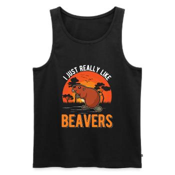 I just really like Beavers Biber - Männer Premium Bio Tank Top - Schwarz - Vorne - Michal (187cm)