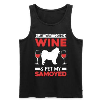 Samoyèdes et vin - Débardeur bio Premium Homme - noir - Devant - Michal (187cm)