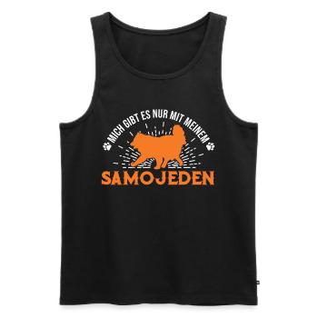 Mich gibt es nur mit meinem Samojeden Samojede - Männer Premium Bio Tank Top - Schwarz - Vorne - AI Model Male 178 light (178cm)