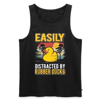 Facilement distrait par Rubber Ducks Rubber Duck - Débardeur bio Premium Homme - noir - Devant - Michal (187cm)