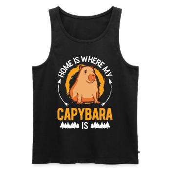 Home is where my Capybara is Wasserschwein - Männer Premium Bio Tank Top - Schwarz - Vorne - Michal (187cm)